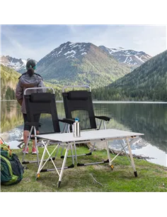 Outsunny 3 Piece Folding Camping Table and Chairs Set, Backpacking Chairs with Portable Table 2