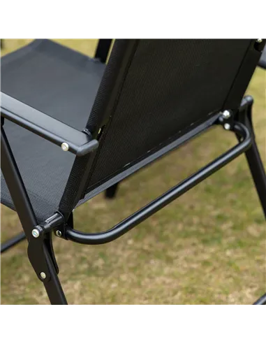 Outsunny Eight-Piece Garden Dining Set, with Chairs, Table and Parasol - Black