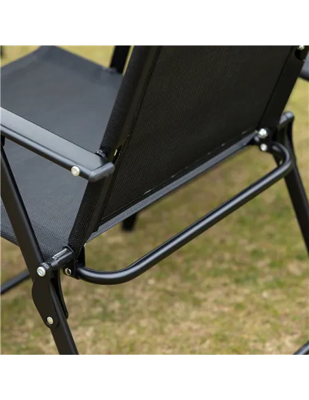 Outsunny Eight-Piece Garden Dining Set, with Chairs, Table and Parasol - Black