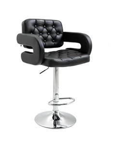 HOMCOM PU Leather Upholstered Swivel Bar Stool, Height Adjustable with Back, Armrest, Footrest, Black