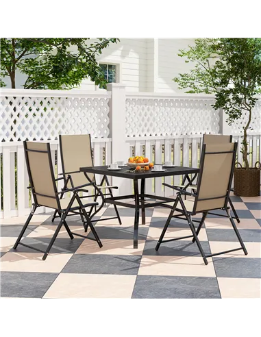 Outsunny Five-Piece Steel Frame Patio Set - Khaki/Black