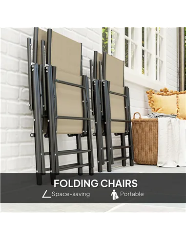 Outsunny Five-Piece Steel Frame Patio Set - Khaki/Black