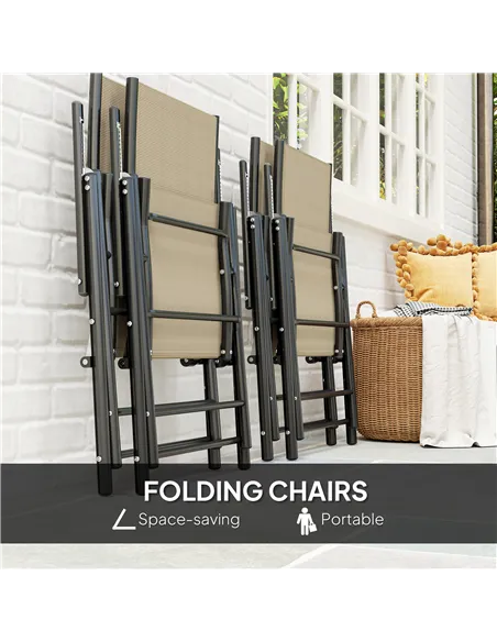 Outsunny Five-Piece Steel Frame Patio Set - Khaki/Black