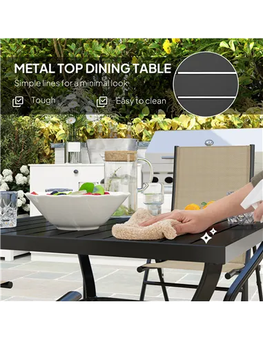 Outsunny Five-Piece Steel Frame Patio Set - Khaki/Black