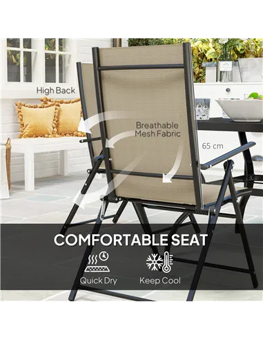 Outsunny Five-Piece Steel Frame Patio Set - Khaki/Black