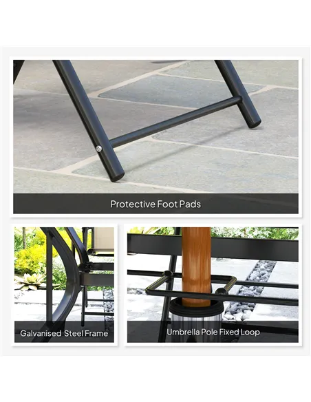 Outsunny Five-Piece Steel Frame Patio Set - Khaki/Black