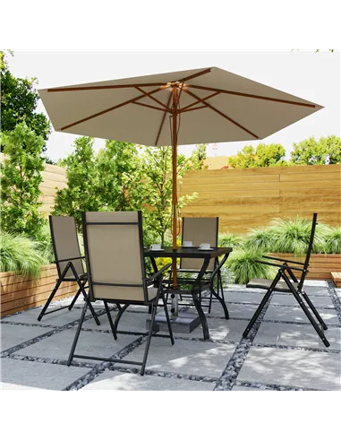 Outsunny Five-Piece Steel Frame Patio Set - Khaki/Black