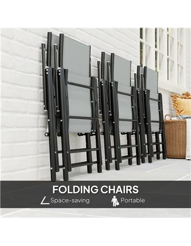 Outsunny Seven-Piece Steel Outdoor Dining Set, with Parasol Hole - Grey