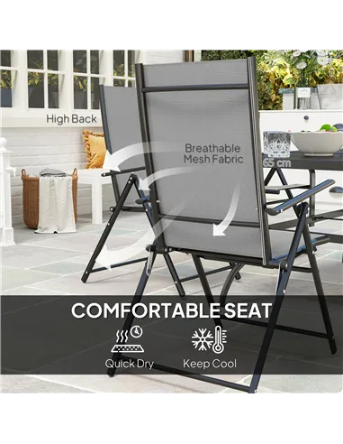 Outsunny Seven-Piece Steel Outdoor Dining Set, with Parasol Hole - Grey