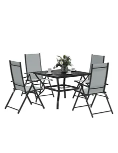Outsunny Five-Piece Steel Frame Patio Set - Grey/Black