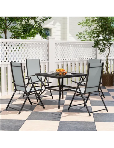 Outsunny Five-Piece Steel Frame Patio Set - Grey/Black