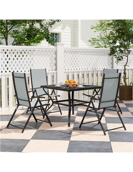 Outsunny Five-Piece Steel Frame Patio Set - Grey/Black