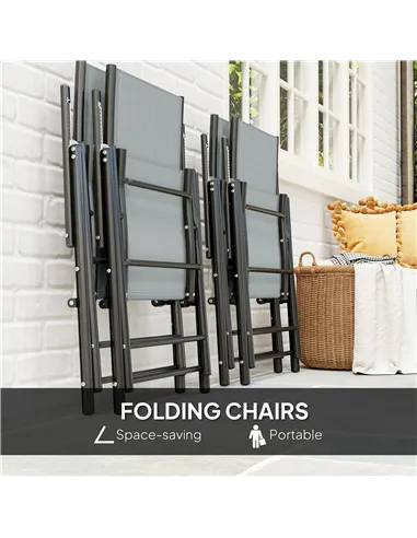 Outsunny Five-Piece Steel Frame Patio Set - Grey/Black