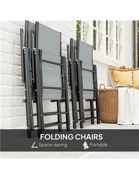 Outsunny Five-Piece Steel Frame Patio Set - Grey/Black