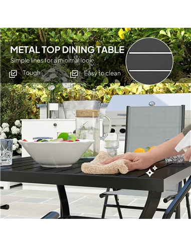 Outsunny Five-Piece Steel Frame Patio Set - Grey/Black