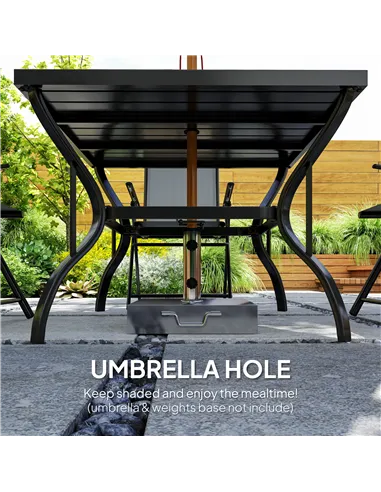 Outsunny Five-Piece Steel Frame Patio Set - Grey/Black