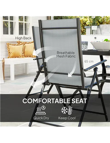 Outsunny Five-Piece Steel Frame Patio Set - Grey/Black