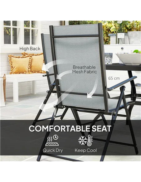 Outsunny Five-Piece Steel Frame Patio Set - Grey/Black