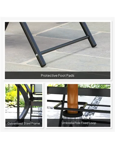 Outsunny Five-Piece Steel Frame Patio Set - Grey/Black