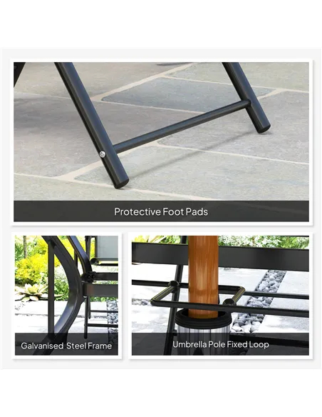 Outsunny Five-Piece Steel Frame Patio Set - Grey/Black