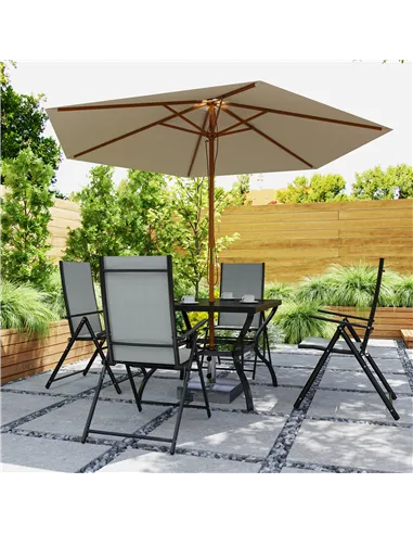 Outsunny Five-Piece Steel Frame Patio Set - Grey/Black