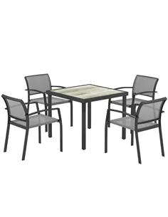 Outsunny Five-Piece Outdoor Garden Dining Set - Grey