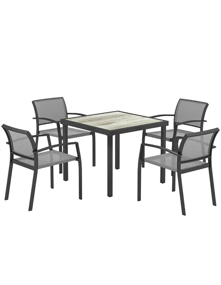 Outsunny Five-Piece Outdoor Garden Dining Set - Grey