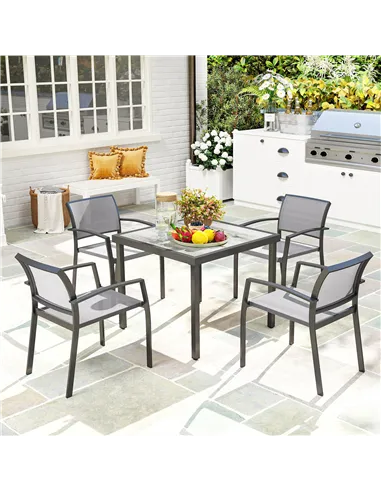 Outsunny Five-Piece Outdoor Garden Dining Set - Grey