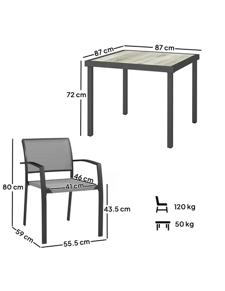 Outsunny Five-Piece Outdoor Garden Dining Set - Grey