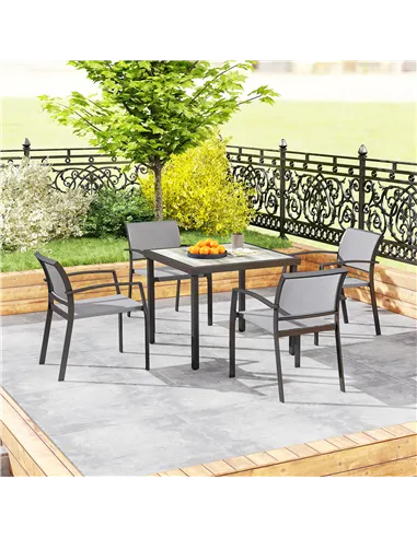 Outsunny Five-Piece Outdoor Garden Dining Set - Grey