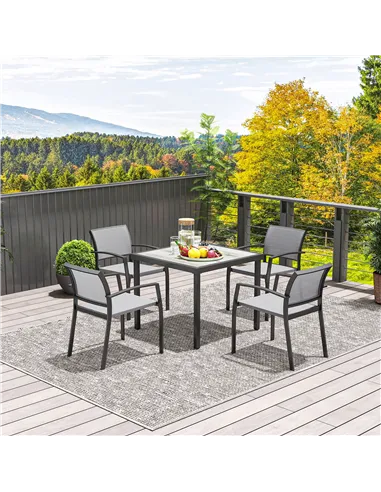 Outsunny Five-Piece Outdoor Garden Dining Set - Grey