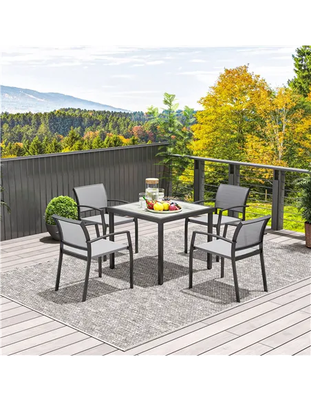 Outsunny Five-Piece Outdoor Garden Dining Set - Grey