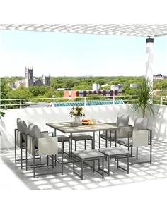 Outsunny Nine-Piece Steel Frame Garden Dining Set - Grey 2