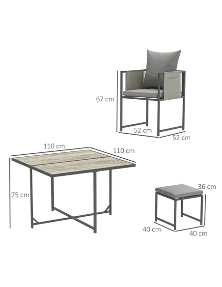 Outsunny Nine-Piece Steel Frame Garden Dining Set - Grey