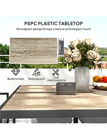 Outsunny Nine-Piece Steel Frame Garden Dining Set - Grey