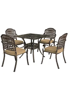 Outsunny Five-Piece Cast Aluminium Garden Dining Set - Bronze Tone