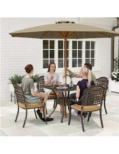 Outsunny Five-Piece Cast Aluminium Garden Dining Set - Bronze Tone