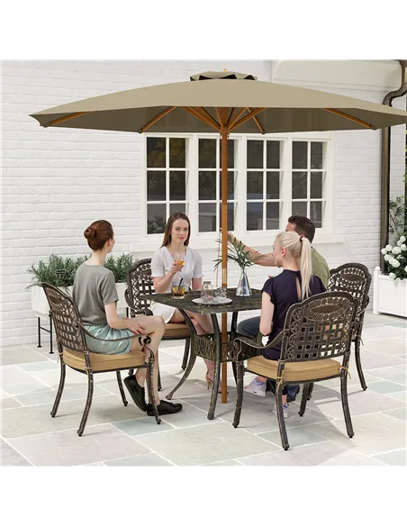Outsunny Five-Piece Cast Aluminium Garden Dining Set - Bronze Tone