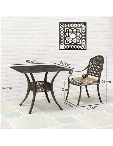 Outsunny Five-Piece Cast Aluminium Garden Dining Set - Bronze Tone