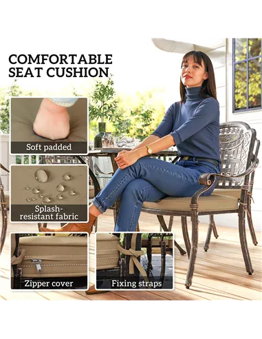 Outsunny Five-Piece Cast Aluminium Garden Dining Set - Bronze Tone