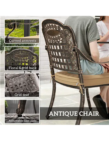 Outsunny Five-Piece Cast Aluminium Garden Dining Set - Bronze Tone