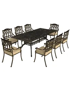 Outsunny Nine-Piece Cast Aluminium Garden Dining Set - Bronze Tone