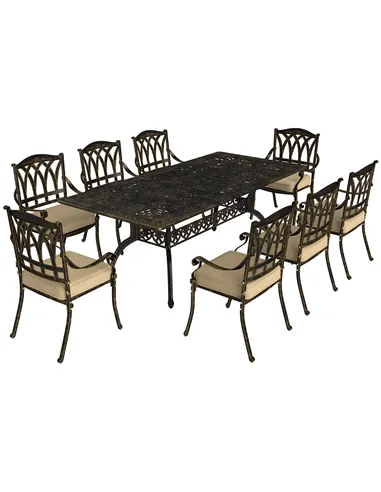 Outsunny Nine-Piece Cast Aluminium Garden Dining Set - Bronze Tone