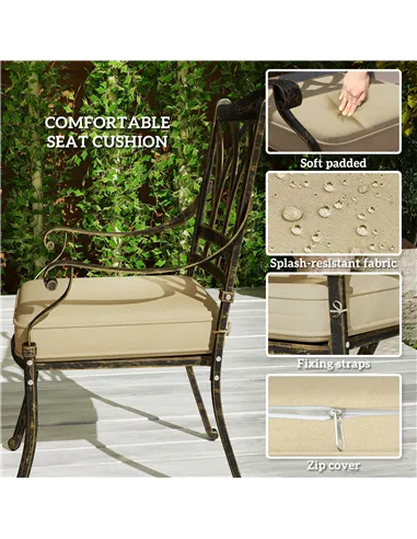 Outsunny Nine-Piece Cast Aluminium Garden Dining Set - Bronze Tone