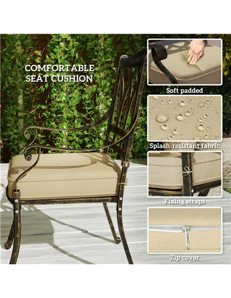 Outsunny Nine-Piece Cast Aluminium Garden Dining Set - Bronze Tone