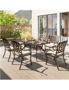 Outsunny Seven-Piece Cast Aluminium Garden Dining Set - Bronze Tone 2