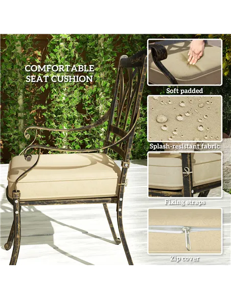 Outsunny Seven-Piece Cast Aluminium Garden Dining Set - Bronze Tone
