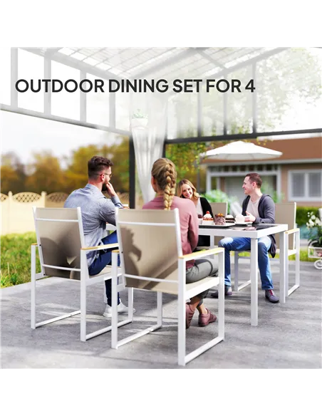 Outsunny 5 Piece Garden Furniture Set with 4 Armchairs and Tempered Glass Table Top, for Deck, Balcony