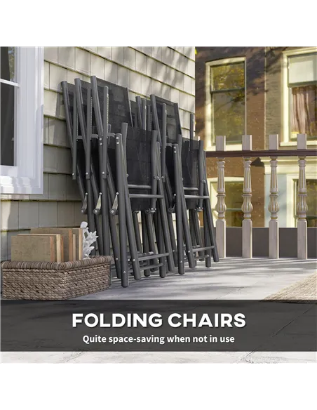 Outsunny 7 Piece Outdoor Dining Set with Extendable Table and 6 Folding Chairs for Patio, Balcony, Deck, Grey