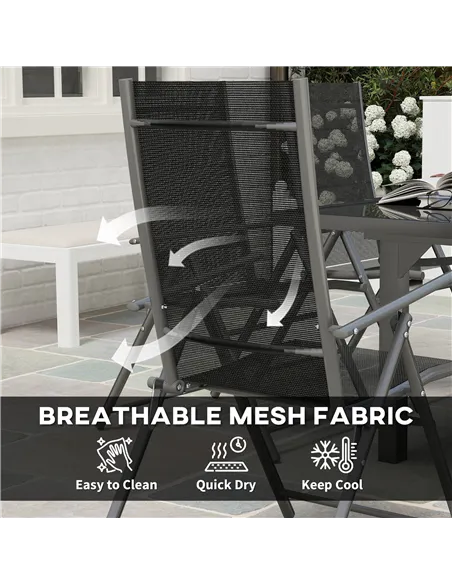 Outsunny 7 Piece Outdoor Dining Set with Extendable Table and 6 Folding Chairs for Patio, Balcony, Deck, Grey